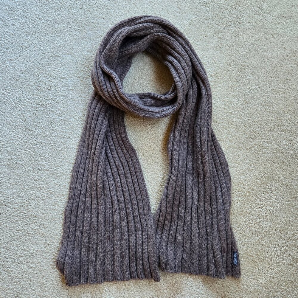 Brown Ribbed Lambswool Scarf made in Ireland - Picture 1 of 9